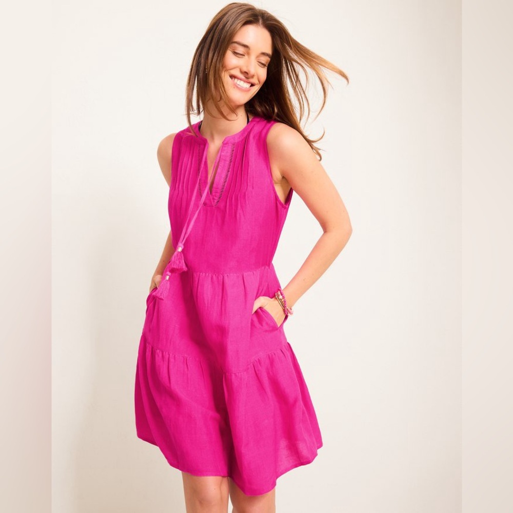 Tommy Bahama St. Lucia Linen-Blend Tiered Coverup Dress